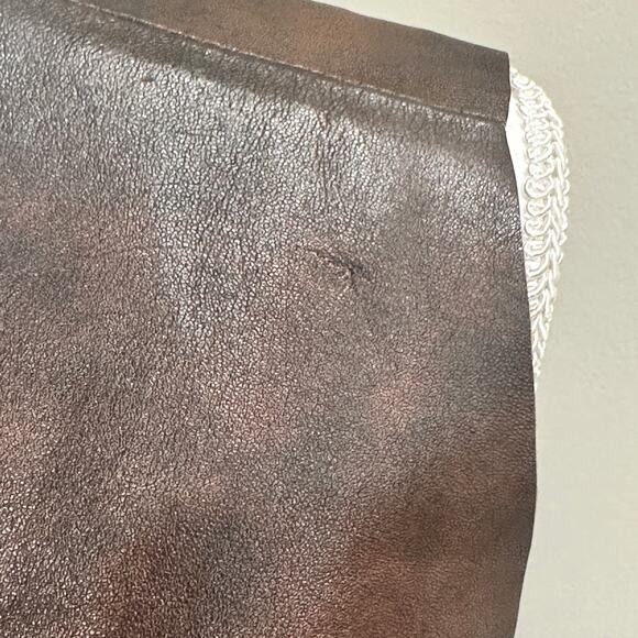 Andrea Landa Brown Boho Chic Cowgirl Handmade Colombian Leather Sleeveless Top - Picture 3 of 10